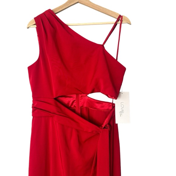 Love, Theia One-Shoulder Cropped Jersey Jumpsuit w/ Side Cutout Size 10 NEW - Picture 4 of 13